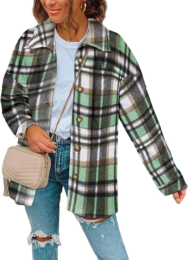 Plaid Shirt Flannel Lapel Shacket