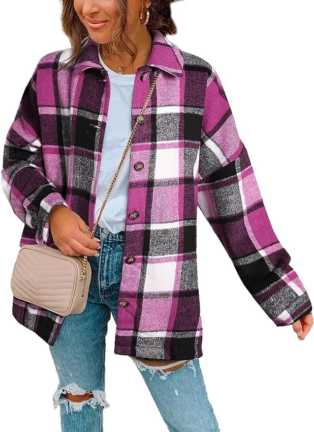 Plaid Shirt Flannel Lapel Shacket