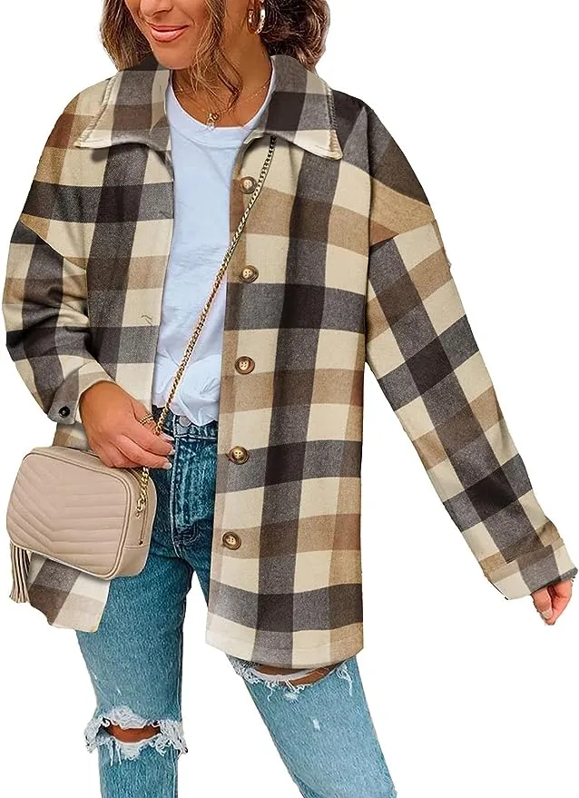 Plaid Shirt Flannel Lapel Shacket