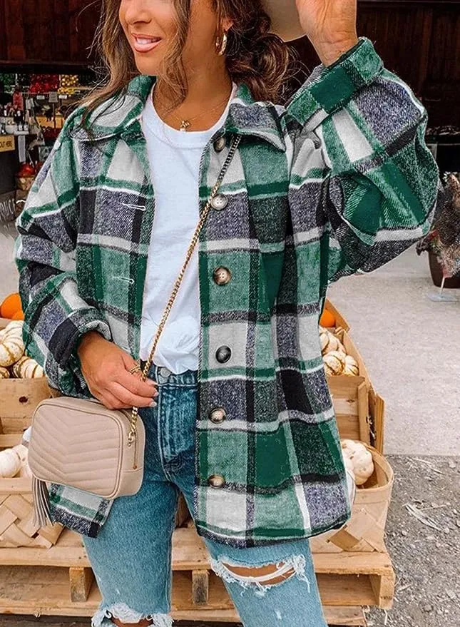 Plaid Shirt Flannel Lapel Shacket