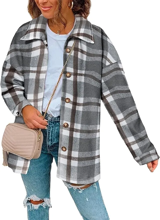 Plaid Shirt Flannel Lapel Shacket