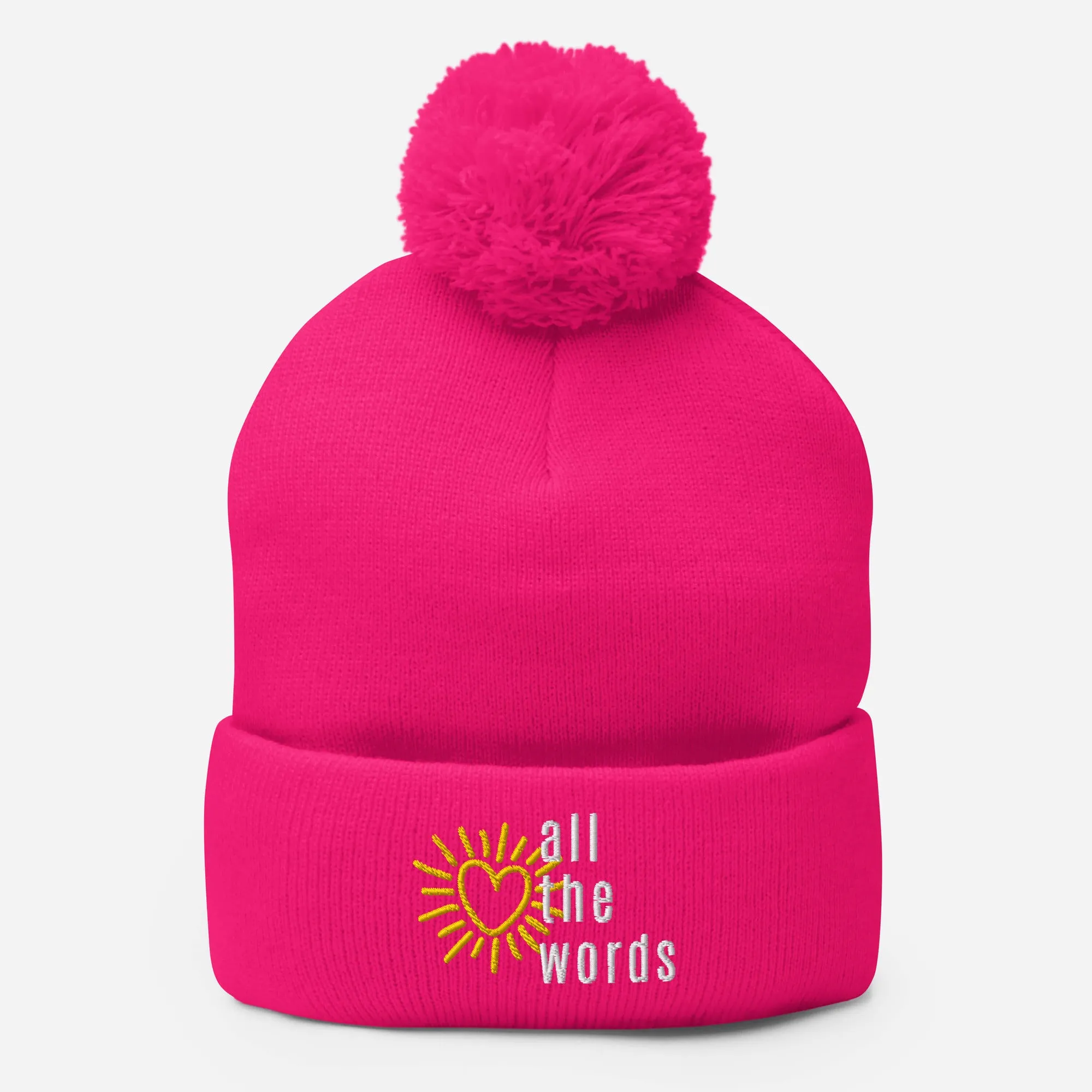 "All the Words" Pom-Pom Beanies