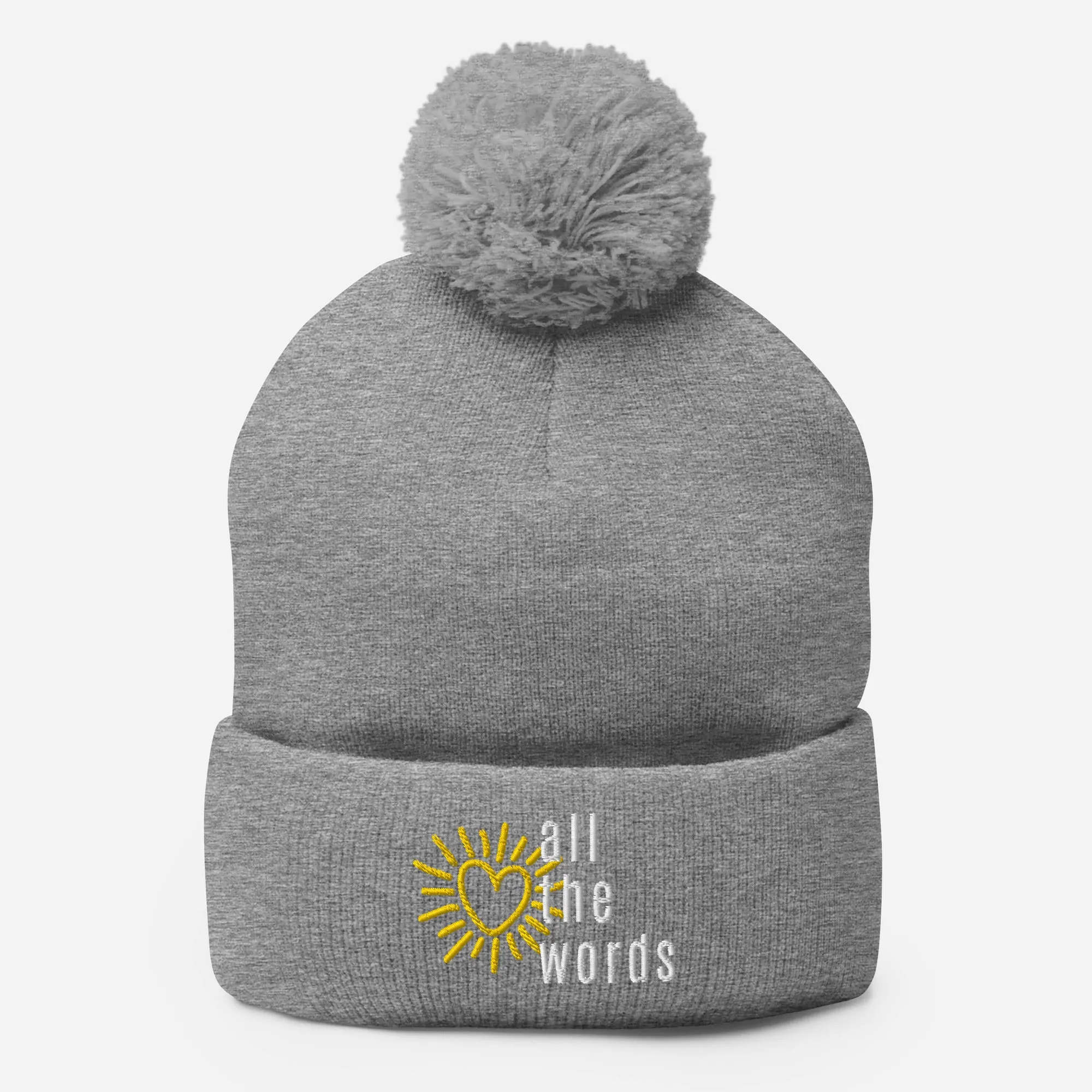 "All the Words" Pom-Pom Beanies