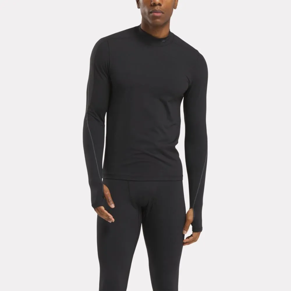 Reebok Apparel Men Speed Base Layer Long Sleeve T-Shirt Feat. RBK-FIRE  BLACK