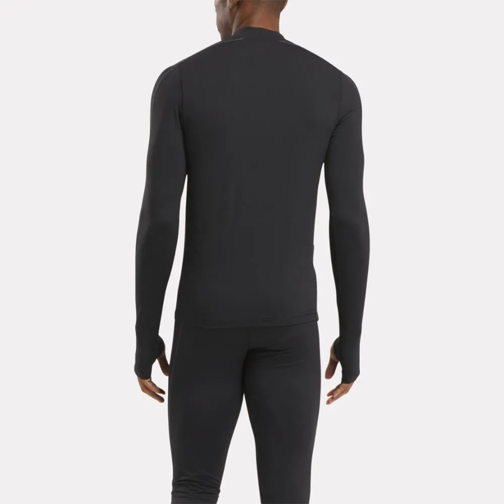 Reebok Apparel Men Speed Base Layer Long Sleeve T-Shirt Feat. RBK-FIRE  BLACK