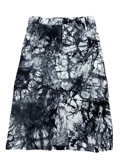 Retro Ink Tie Dye Print High Waist Midi Skirt