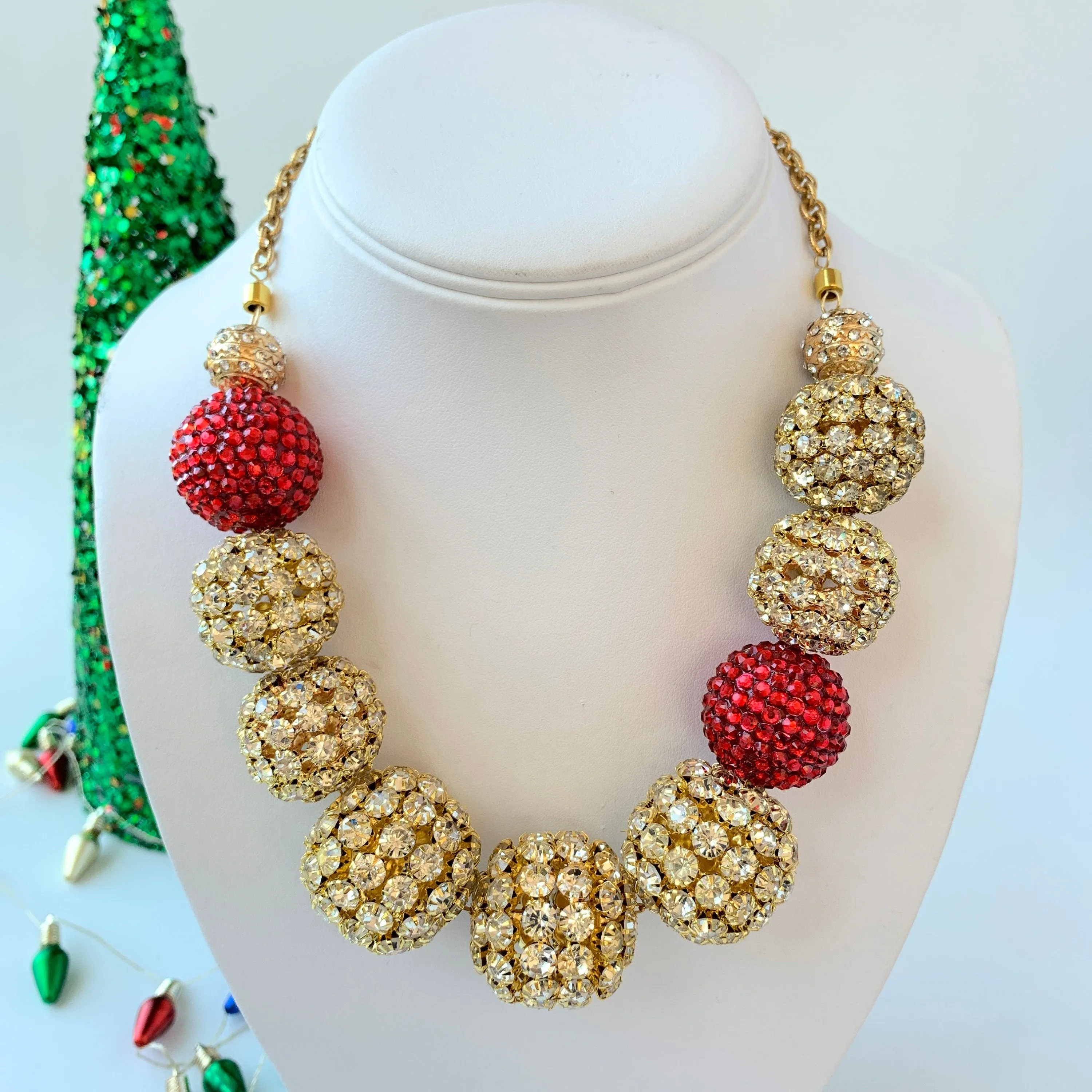 Rhinestone Holiday Party Necklace