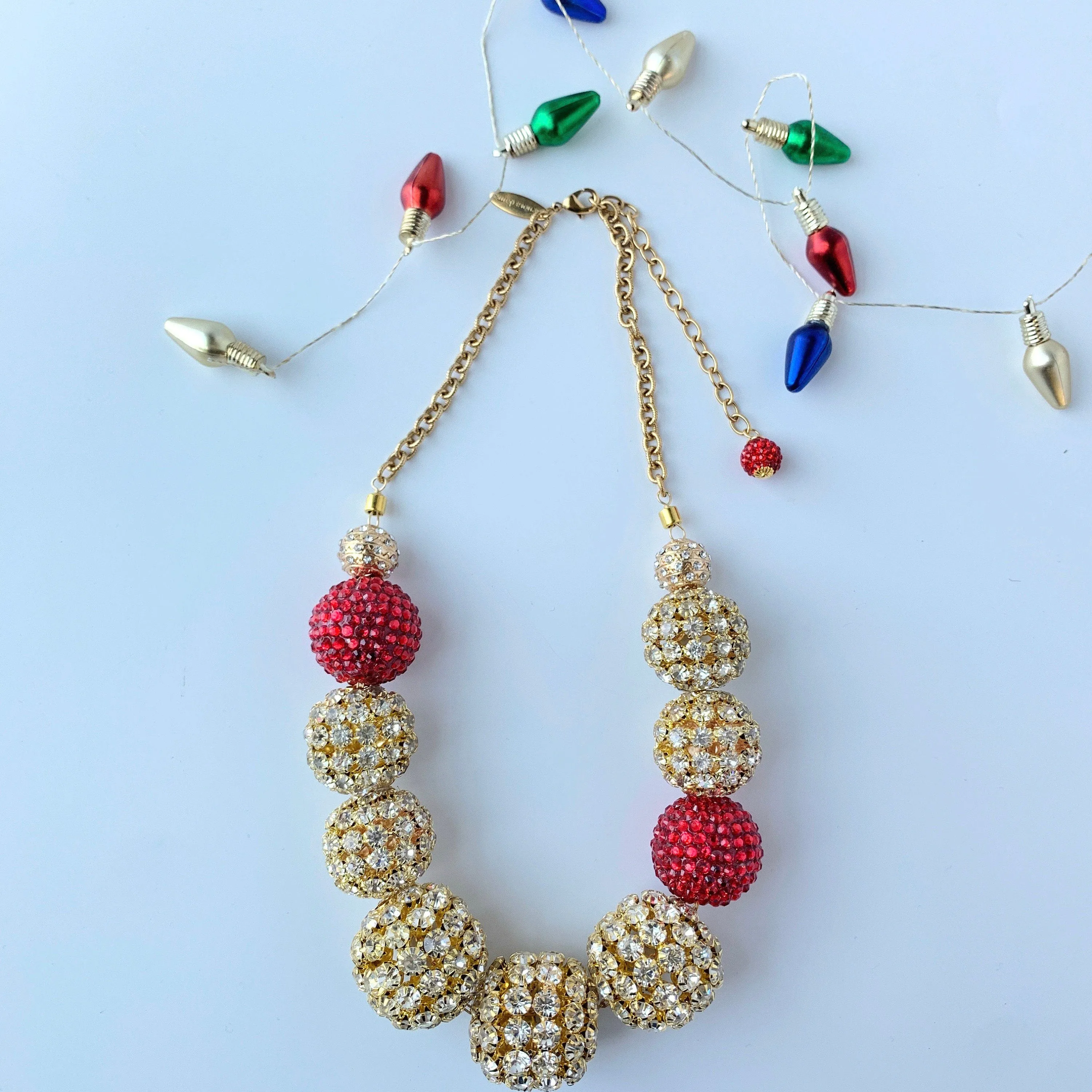 Rhinestone Holiday Party Necklace