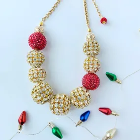 Rhinestone Holiday Party Necklace