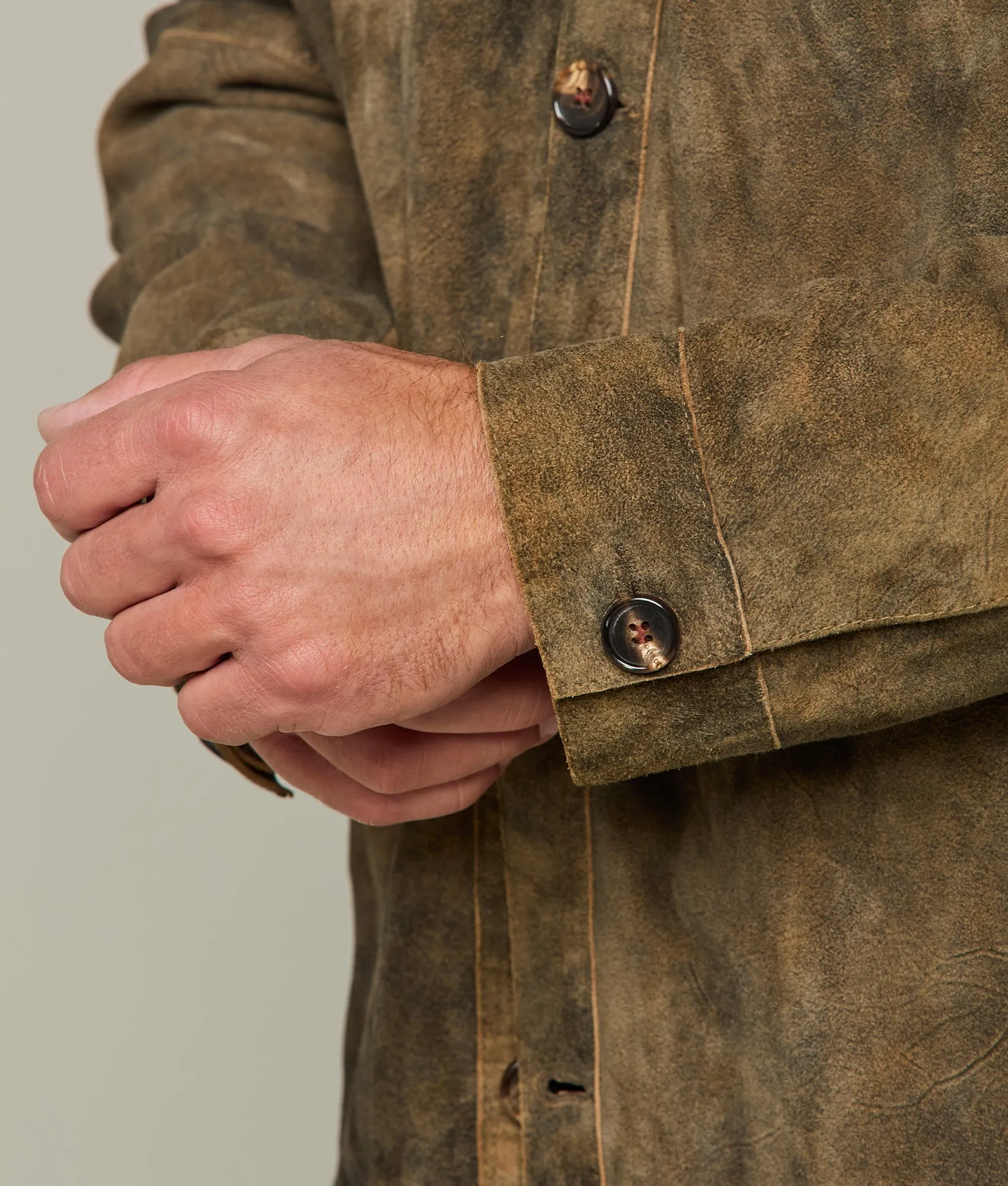 Rugged Suede Shacket :: Brown