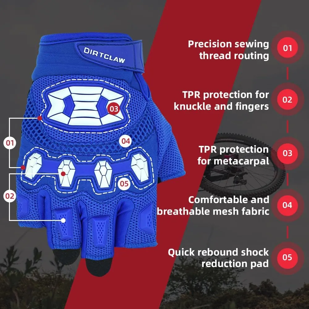 Seibertron Dirtclaw Anti-Slip Fingerless Gloves: Perfect for Off-Road, BMX, and Motocross Adventures