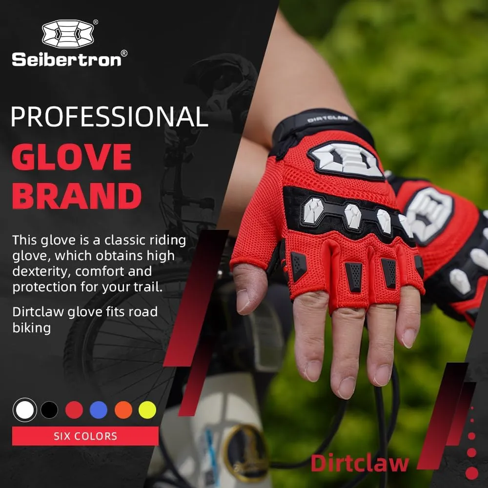 Seibertron Dirtclaw Anti-Slip Fingerless Gloves: Perfect for Off-Road, BMX, and Motocross Adventures