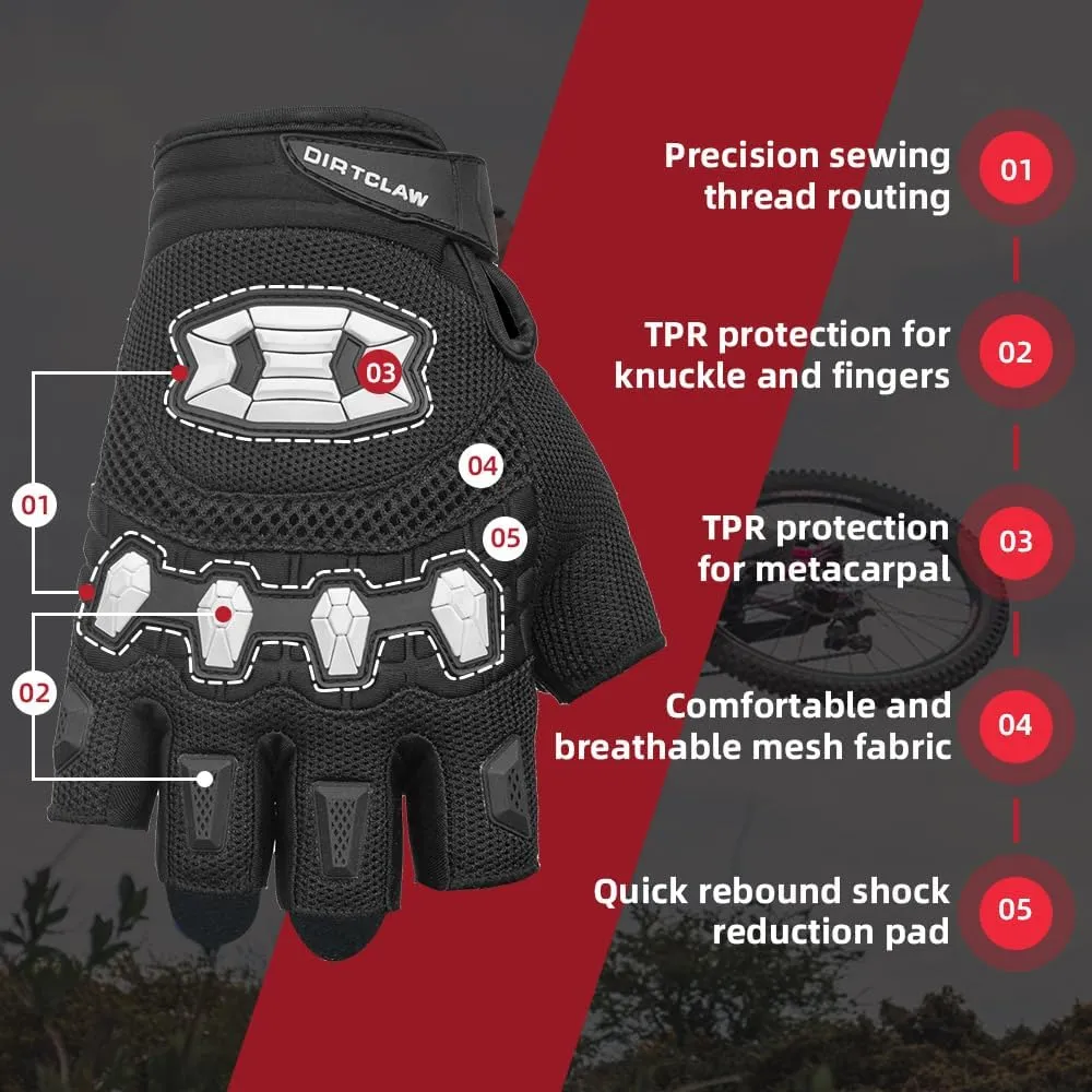 Seibertron Dirtclaw Youth BMX MX ATV MTB Road Racing Mountain Bike Bicycle Cycling Off-Road/Dirt Bike Gel Padded Anti - Slip Palm Fingerless Gloves Motorcycle Motocross Sports Gloves