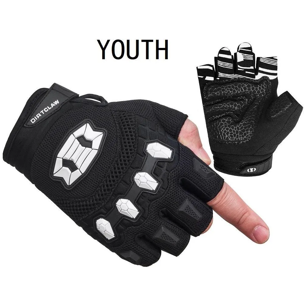 Seibertron Dirtclaw Youth BMX MX ATV MTB Road Racing Mountain Bike Bicycle Cycling Off-Road/Dirt Bike Gel Padded Anti - Slip Palm Fingerless Gloves Motorcycle Motocross Sports Gloves