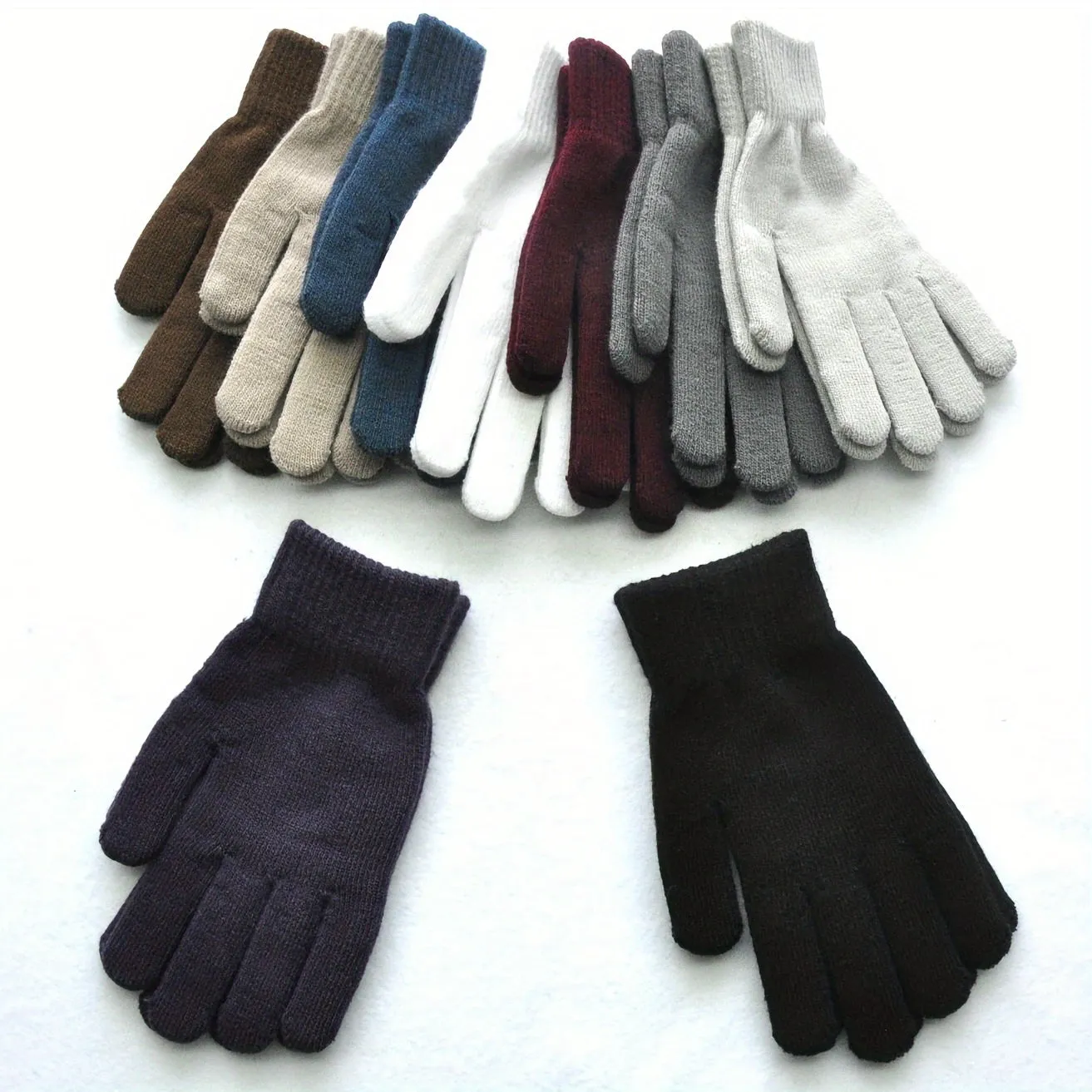 Set of 2 Unisex Thermal Winter Mittens - Soft, Stretchy, and Warm Jacquard Knit Polyester Gloves with Elasticized Cuffs, Hand Washable, Ideal for Cold Weather, Outdoor Activities, and Daily Use