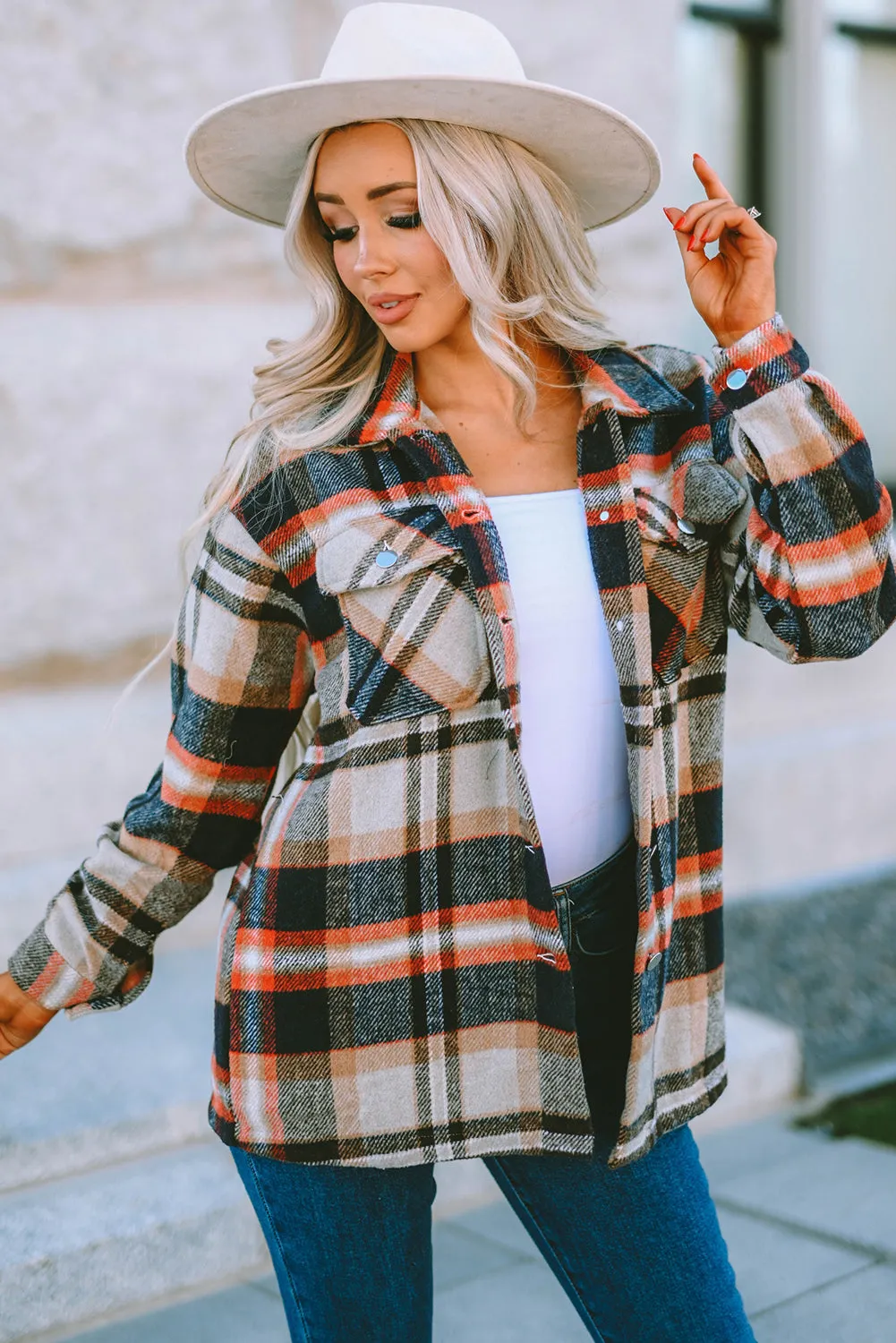 Shawna Plaid Button Up Long Sleeve Shacket