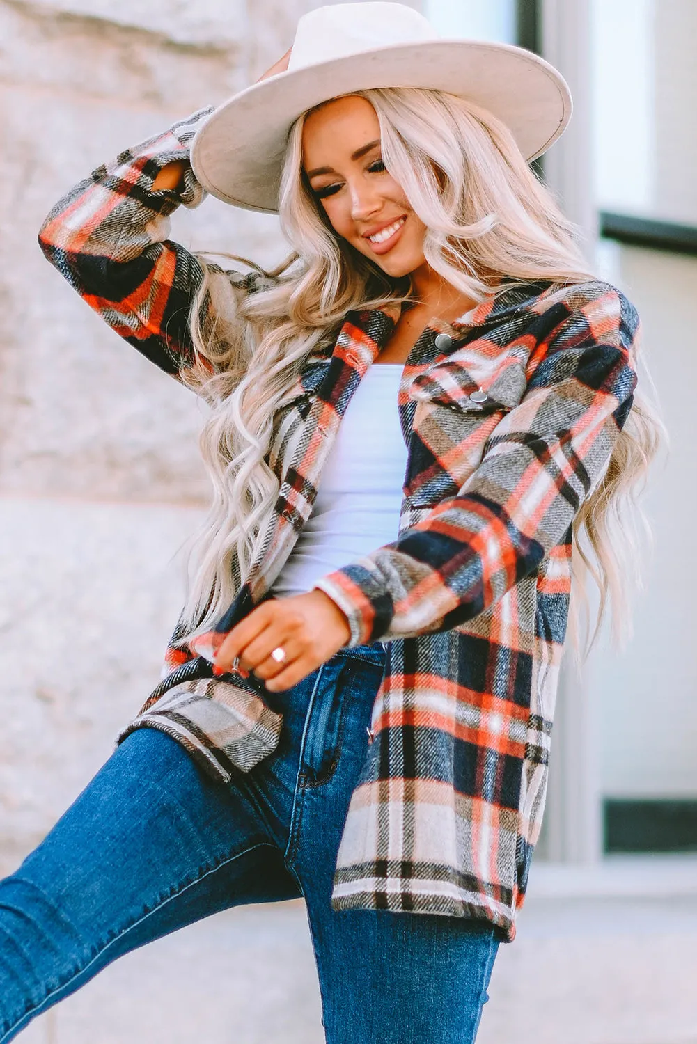 Shawna Plaid Button Up Long Sleeve Shacket