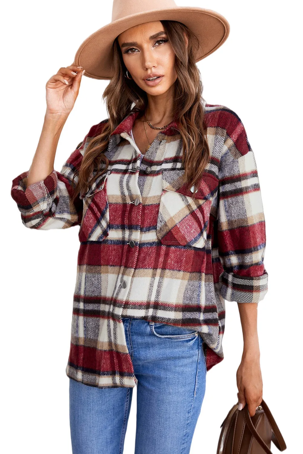 Shawna Plaid Button Up Long Sleeve Shacket