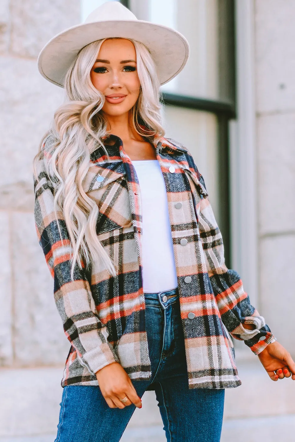 Shawna Plaid Button Up Long Sleeve Shacket