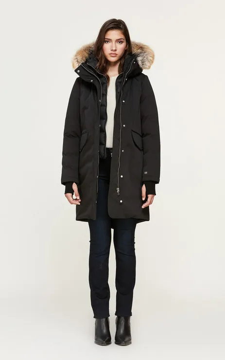 SOIA & KYO WOMENS PAYTON STRAIGHT-FIT CLASSIC DOWN COAT BLACK