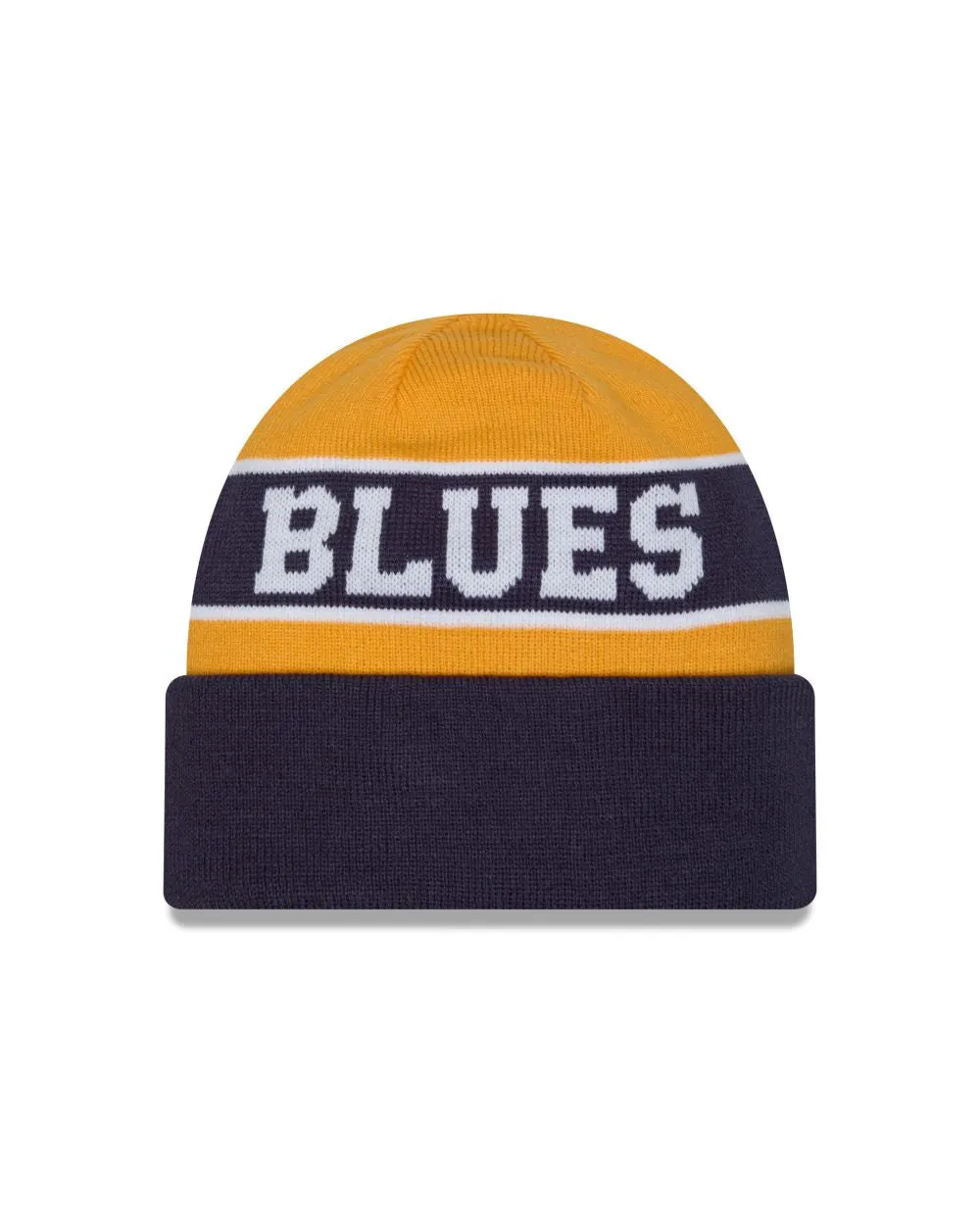 ST. LOUIS BLUES NEW ERA NOTE REVERSE CUFF KNIT - GOLD/NAVY