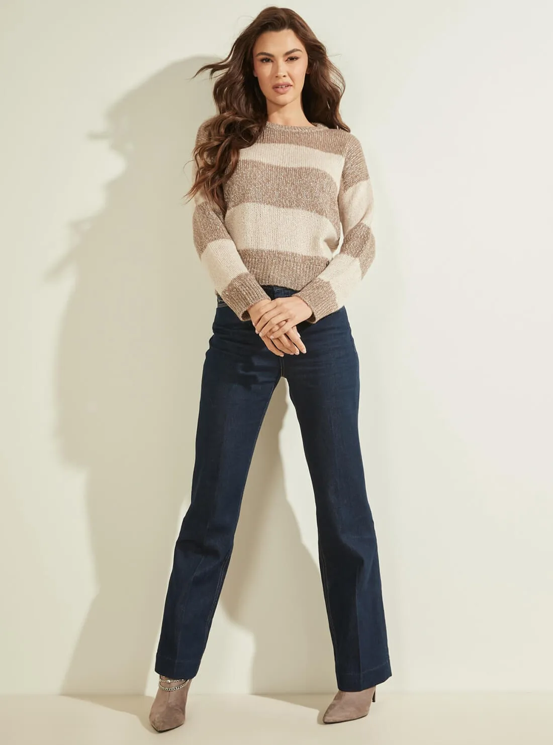 Taupe Striped Lorraine Knit Jumper