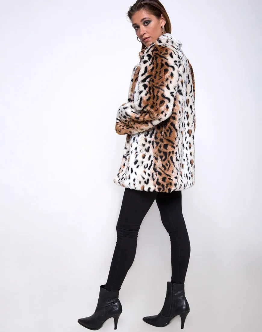 Tina Coat in Leopard Faux Fur