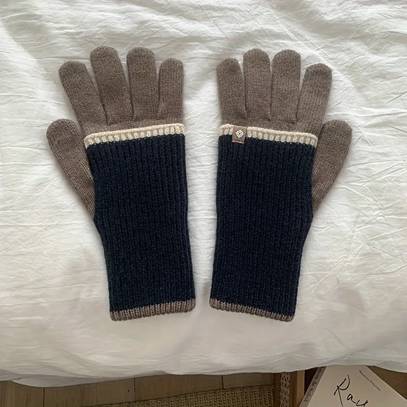 Unisex Knit Acrylic Touch Screen Gloves - Casual Full Finger Elasticity Gloves for Cold Weather - Weekend Casual Long Style with Decorative Zipper Detail for Warmth, Cycling, Skiing - Crafted with Knitting Technique