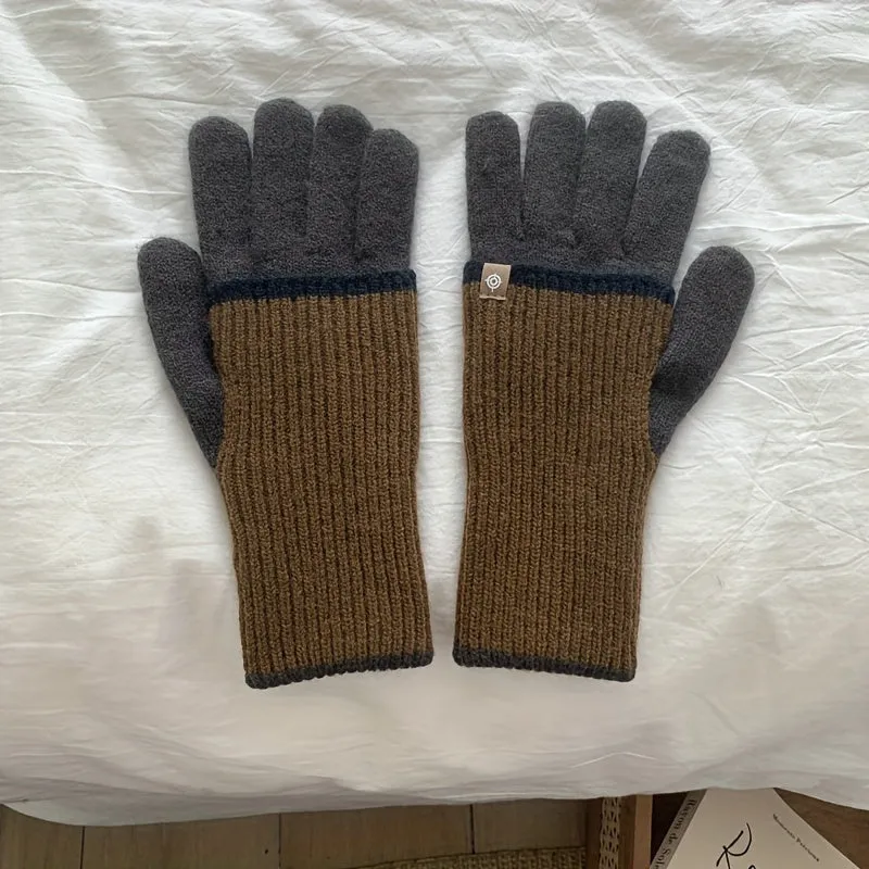 Unisex Knit Acrylic Touch Screen Gloves - Casual Full Finger Elasticity Gloves for Cold Weather - Weekend Casual Long Style with Decorative Zipper Detail for Warmth, Cycling, Skiing - Crafted with Knitting Technique