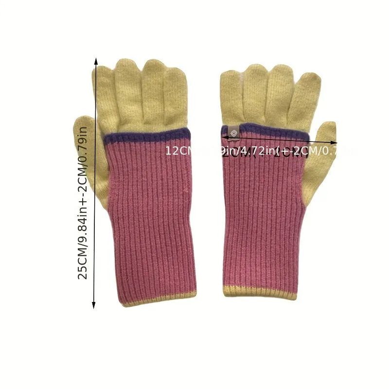 Unisex Knit Acrylic Touch Screen Gloves - Casual Full Finger Elasticity Gloves for Cold Weather - Weekend Casual Long Style with Decorative Zipper Detail for Warmth, Cycling, Skiing - Crafted with Knitting Technique