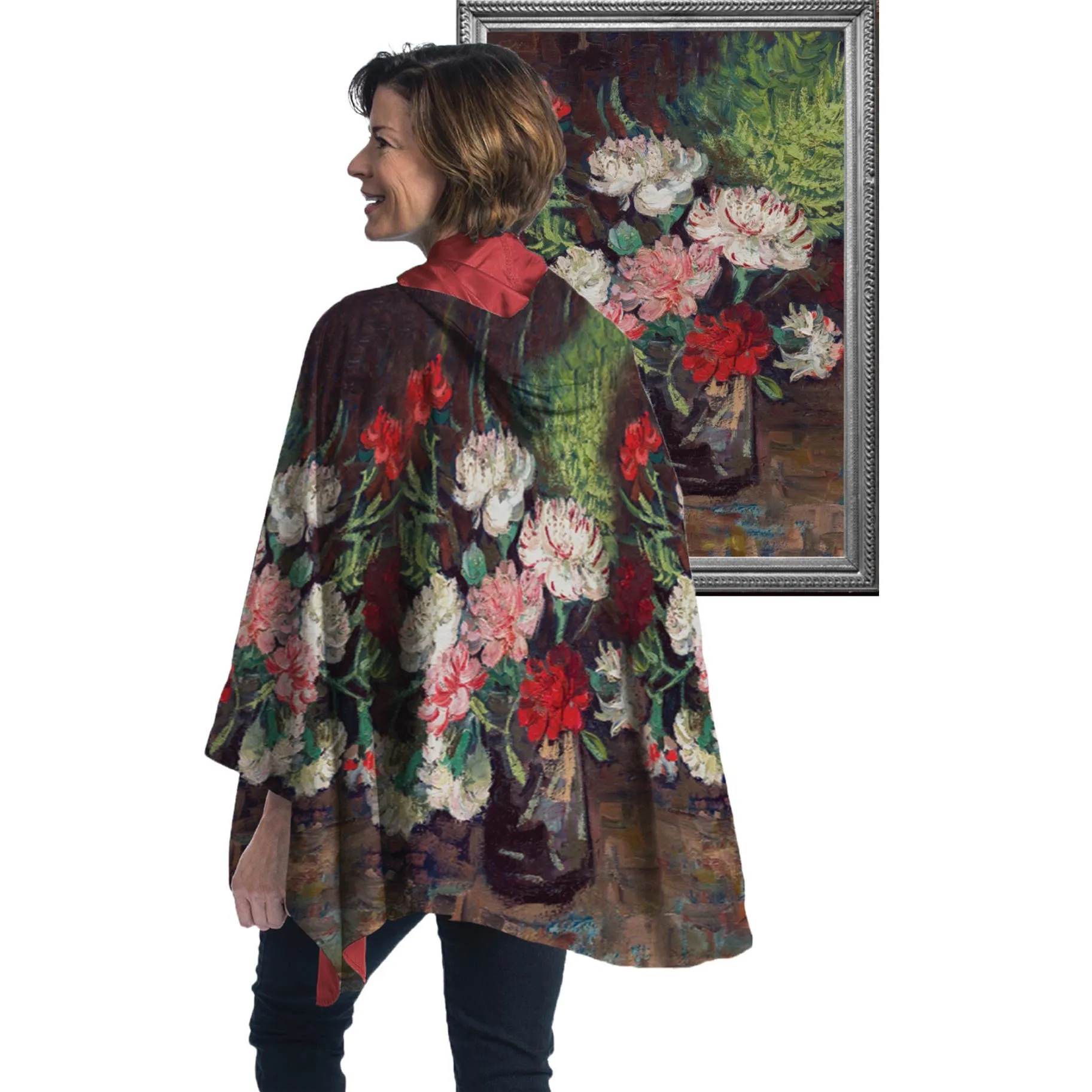 van Gogh Still Life with Carnations Womens Rain Cape