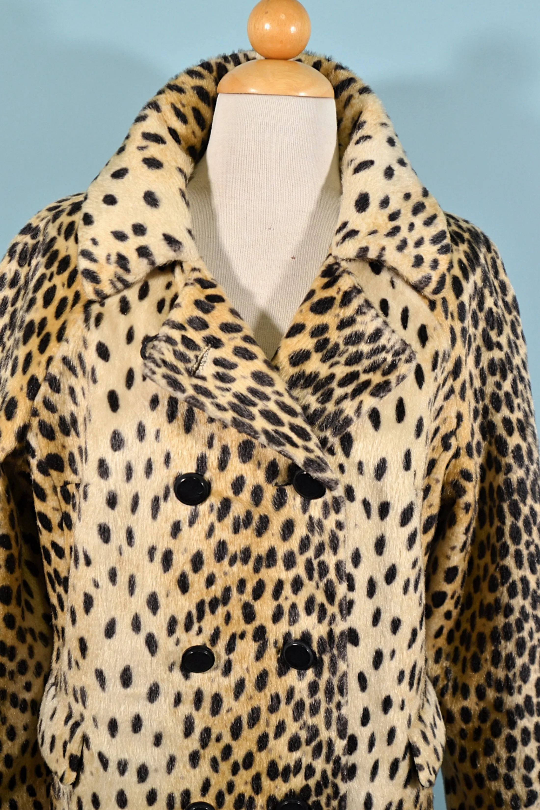 Vintage 60s 'Safari' Faux Cheetah Coat, Sportowne La France Leopard Coat S/M