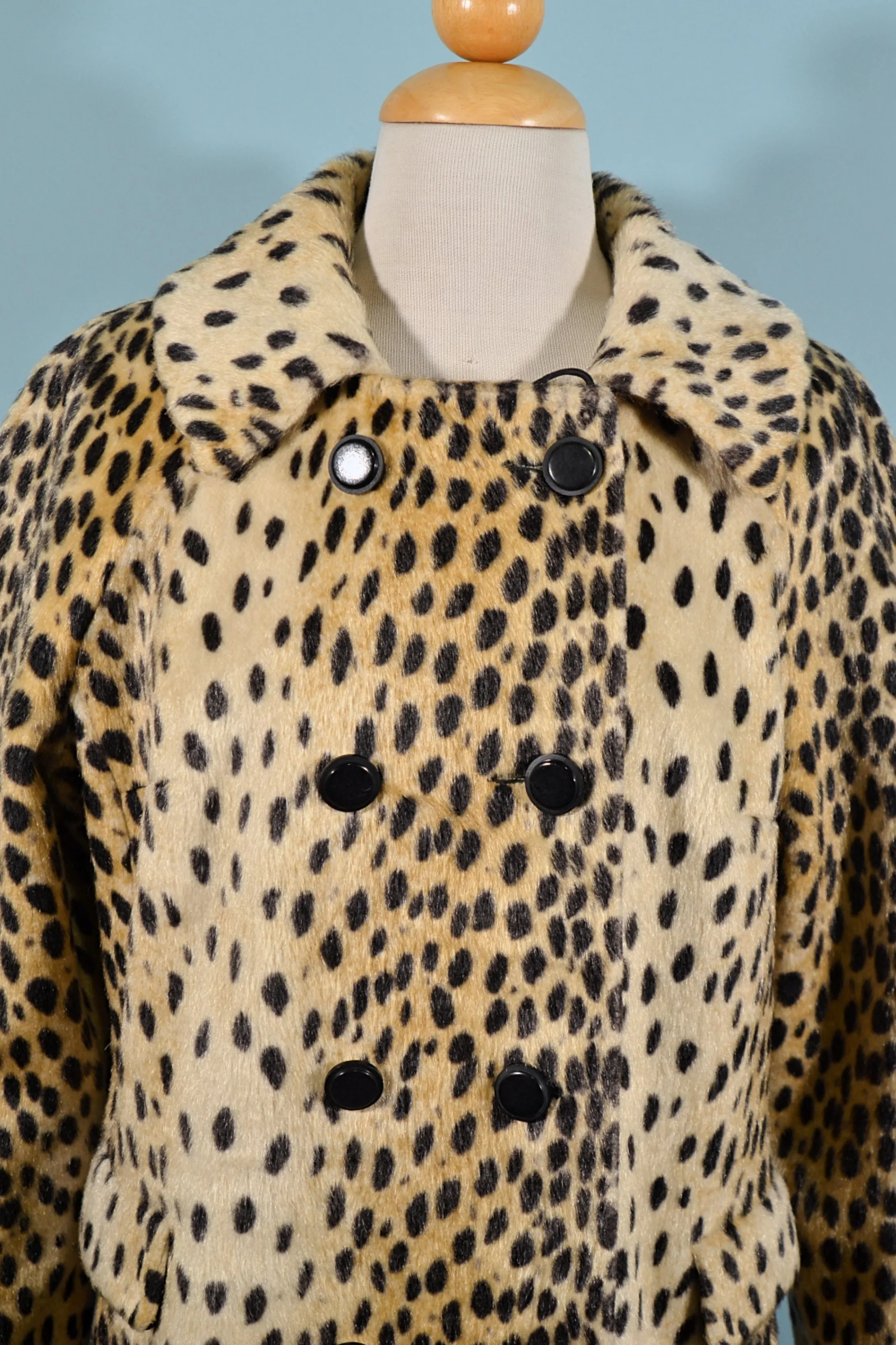 Vintage 60s 'Safari' Faux Cheetah Coat, Sportowne La France Leopard Coat S/M