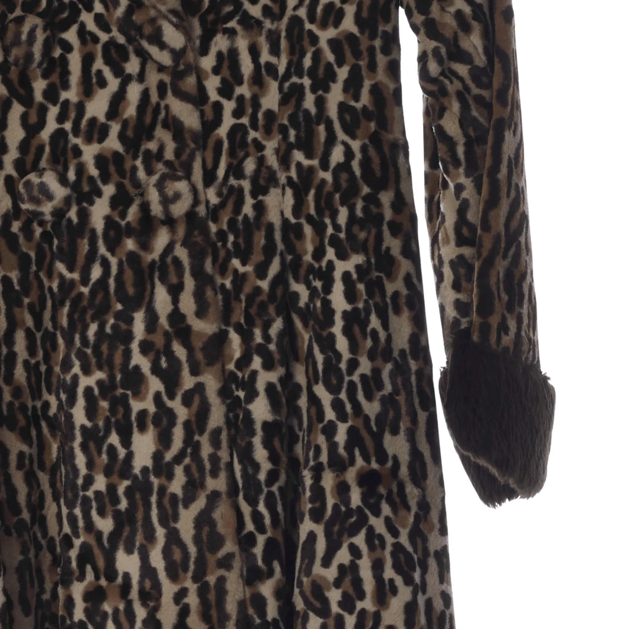 Vintage Faux Fur Leopard Print Long Sleeved Coat UK Size 8.