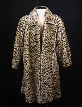 Vintage Giorgio Parnucci Leopard Print Faux Fur Coat XL