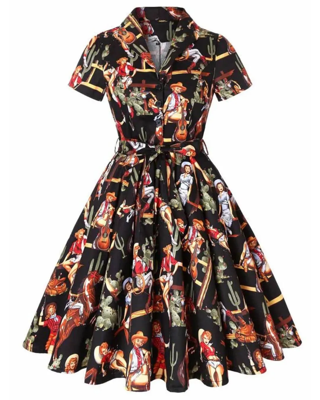 Western Cowgirl Vintage Swing Dress