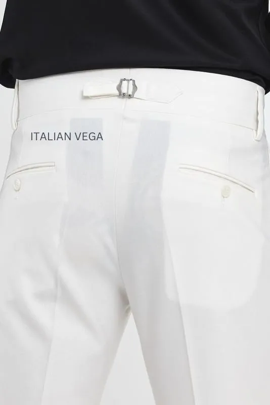 White Double Buckle Formal Gurkha Pants by ITALIAN VEGA®