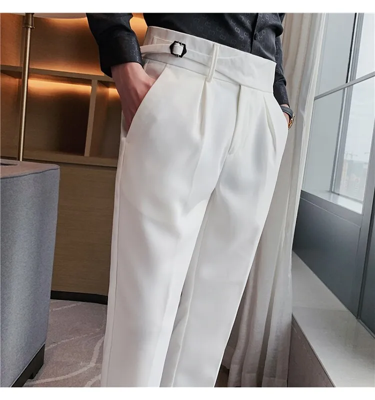 White Single Buckle Gurkha Pants by Italian Vega