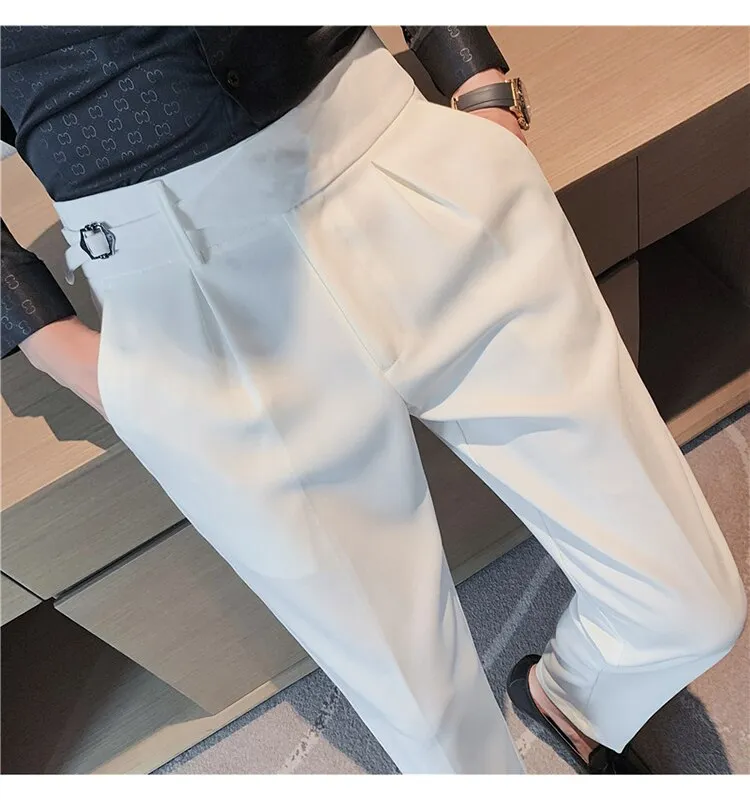 White Single Buckle Gurkha Pants by Italian Vega