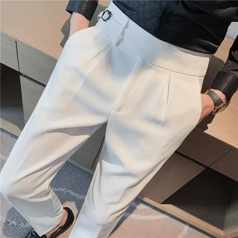 White Single Buckle Gurkha Pants by Italian Vega