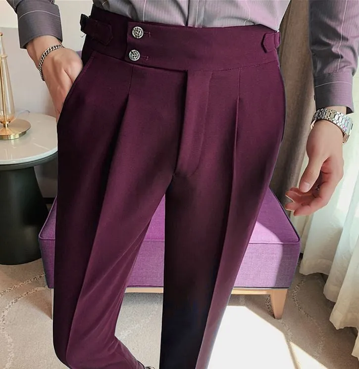 Wine Signature Buttoned Formal Gurkha Pants by ITALIAN VEGA®