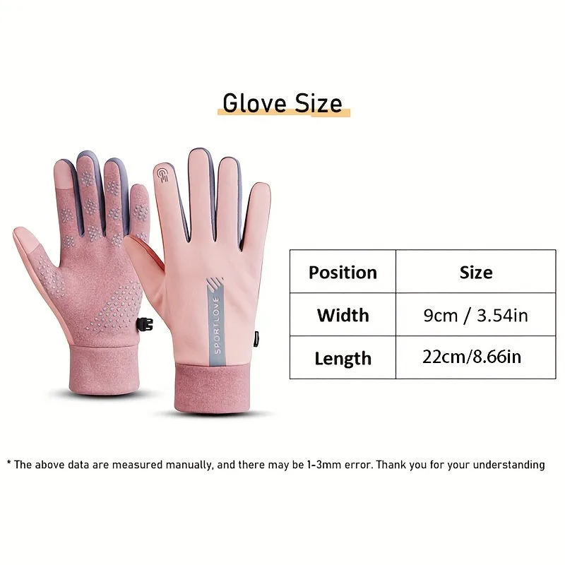 Winter Warm Gloves, Women's Fleece Thickened Touch Screen Windproof Skiing Gloves