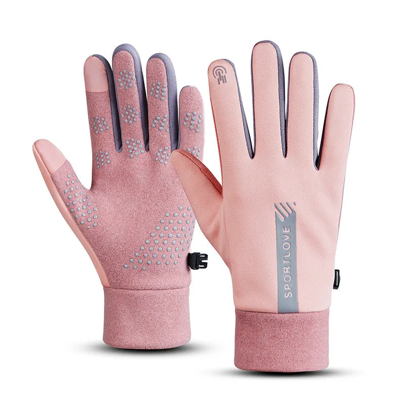 Winter Warm Gloves, Women's Fleece Thickened Touch Screen Windproof Skiing Gloves