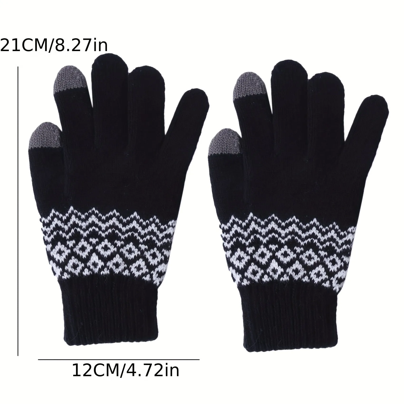 Winter Warmth Women's Jacquard Knit Gloves - Full Finger, Windproof, Fashionable, and Sports-Ready - Ideal for Cycling and Outdoor Activities