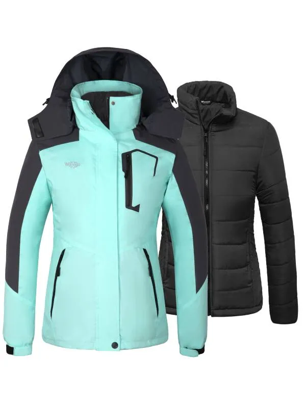 Women's 3-in-1 Ski Jacket Waterproof Winter Snow Coat Snowboarding Jacket Alpine II