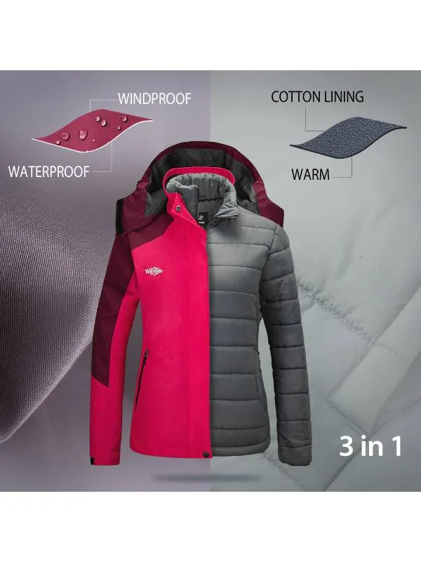 Women's 3-in-1 Ski Jacket Waterproof Winter Snow Coat Snowboarding Jacket Alpine II