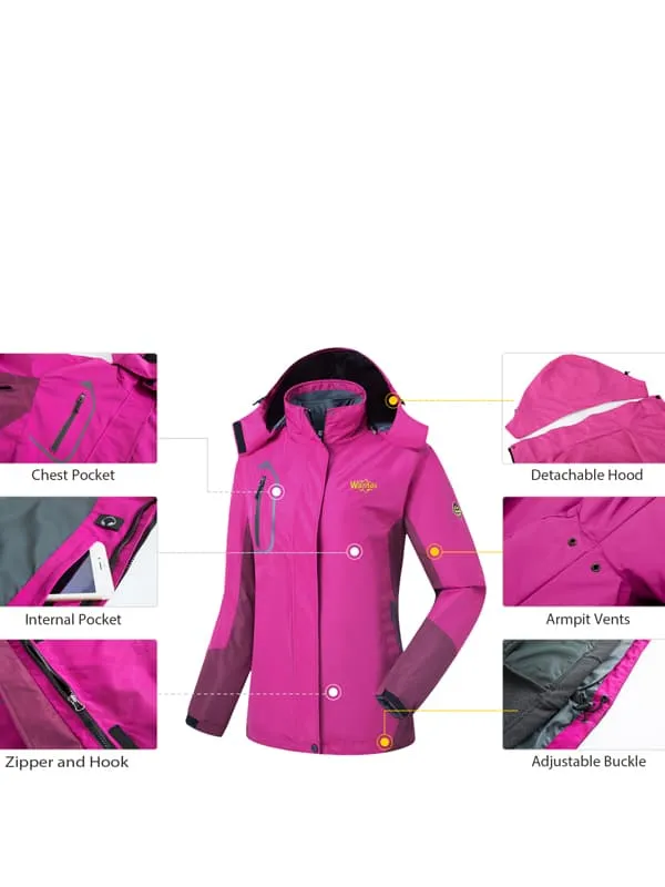 Women's Fleece 3-in-1 Interchange Ski Jacket Waterproof Insulated Coat Alpine III