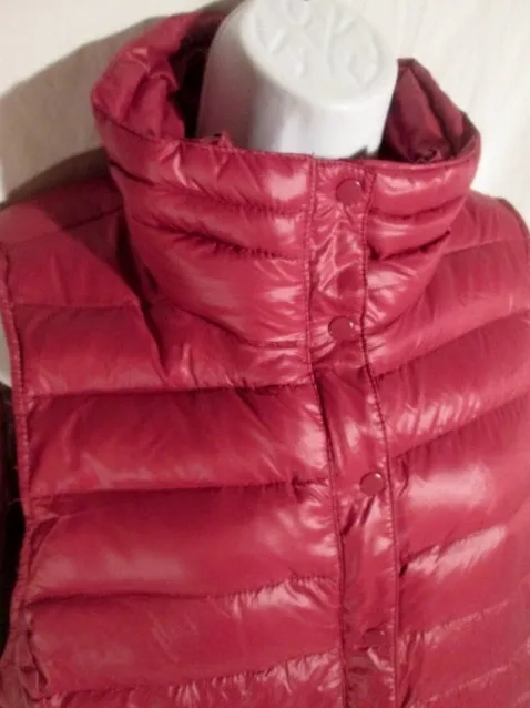 Womens Ladies GAP Lightweight DOWN Puffer Winter Vest Coat Jacket PLUM PURPLE M