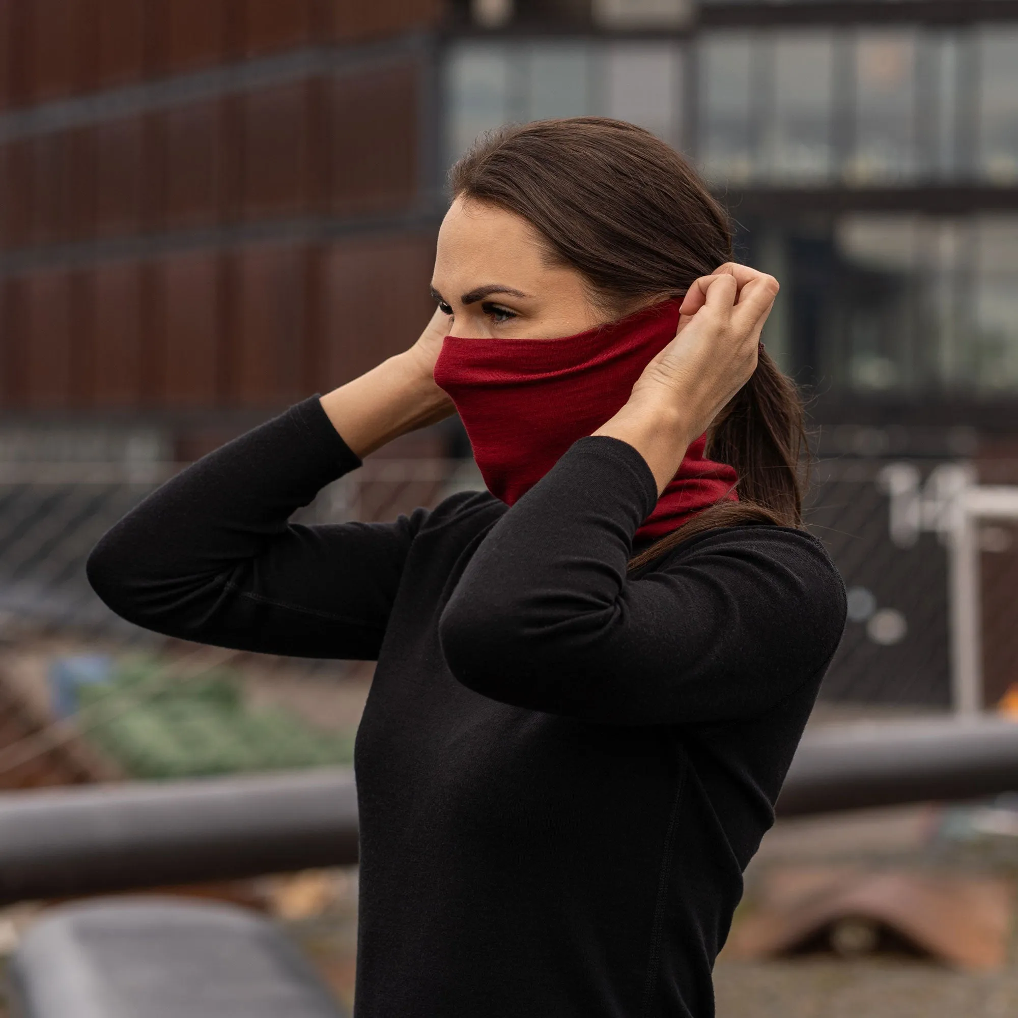 Women's Merino Neck Gaiter Royal Cherry / Red