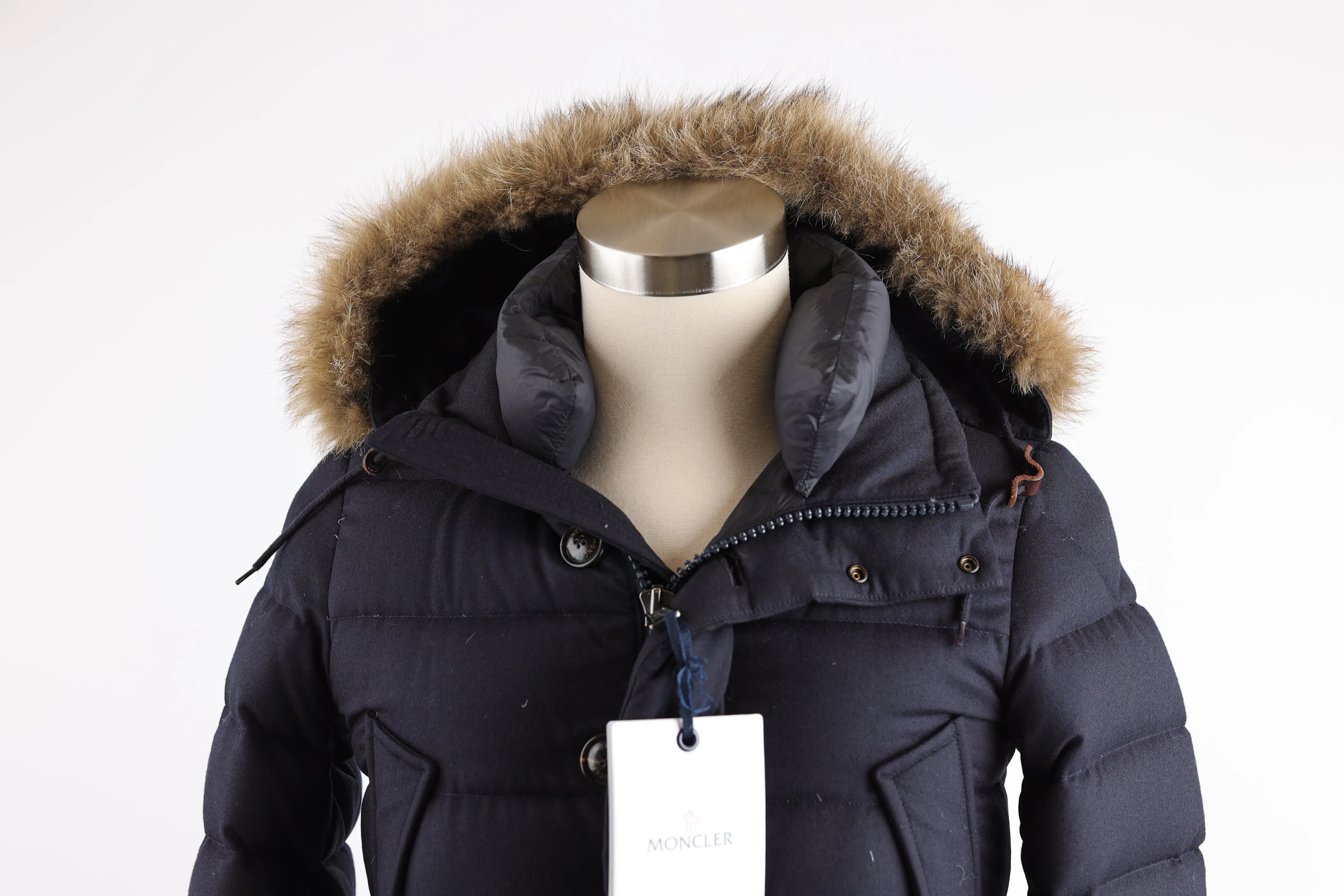 Wool Puffer Jacket W/ Fur Hood